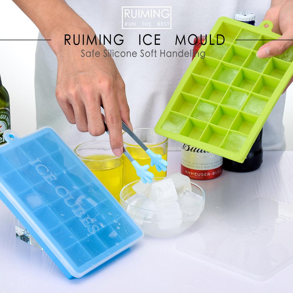 Food Grade 24-hole Silicone with Lid Ice Cubes Square Ice Box Supplementary Food Puree Jelly Mold