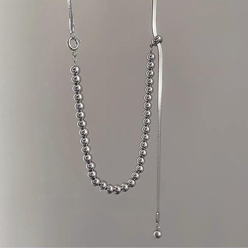 

Chic Minimalist Adjustable Bead Necklace – Cold Style Clavicle Chain Choker for Women