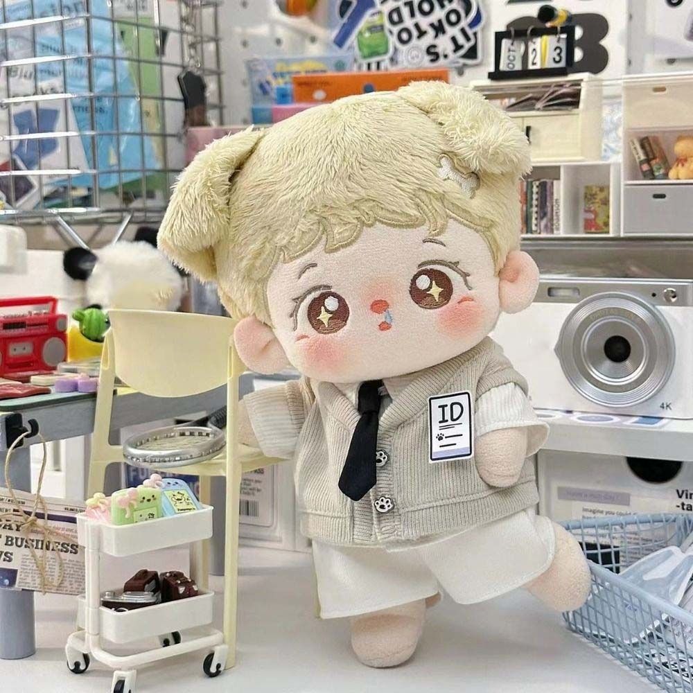 Tulip Idol Plush Doll Clothes Plaid 20cm Cotton Doll Outfit Preppy Cotton Doll‘s Clothes  Kids