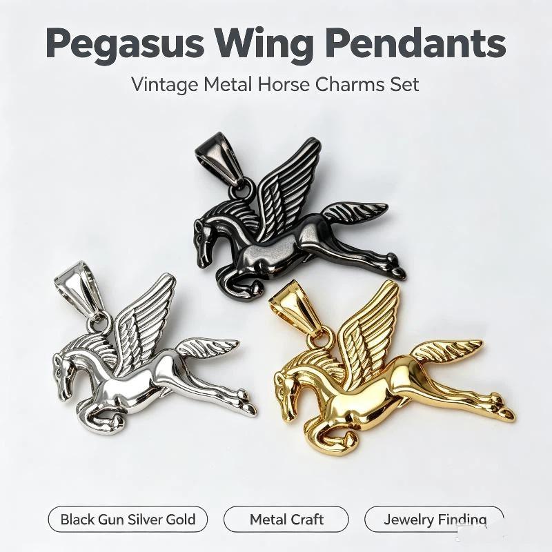Pegasus Pendant Necklace for Men Angel Wings Horse Design Stainless Steel Hypoallergenic Chain Ideal Valentine's Day Gift for Partner