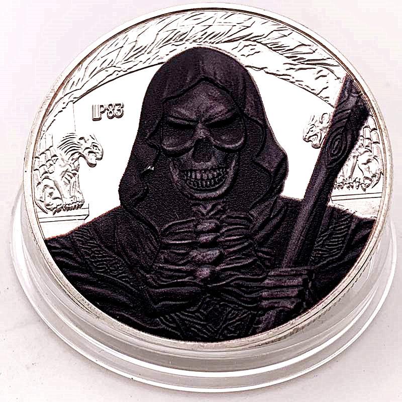 Halloween in Europa und Amerika, Zauberer, Skelette, versilberte bemalte Gedenkmünzen, Reliefs, Krieger, Krieger, Dunkle Ritter Münzen