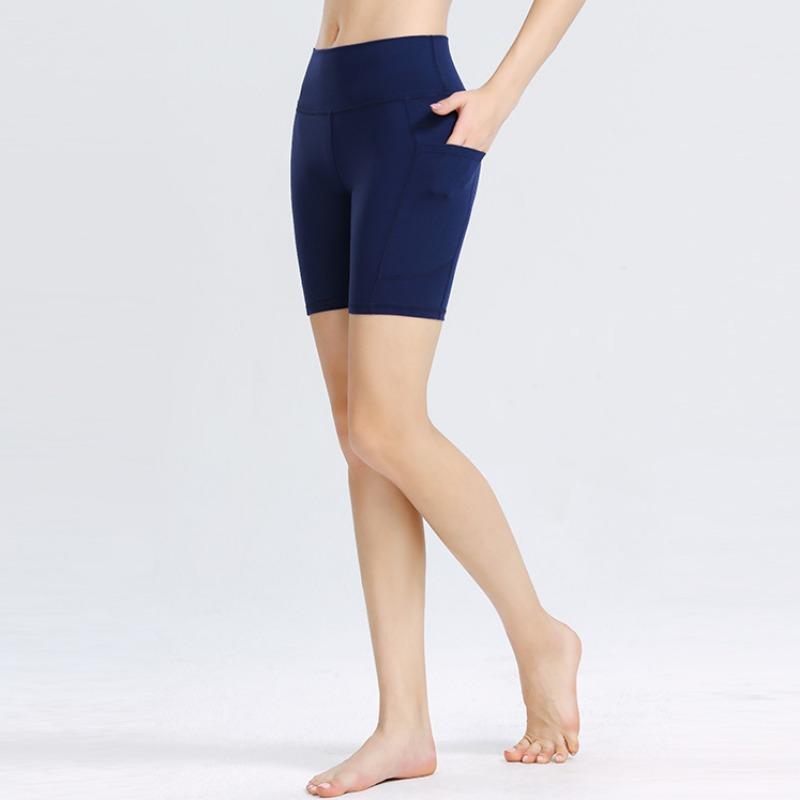 New Yoga Shorts Female High-waisted Hip-lifting Sports Shorts Elastic Tight Pockets Running Fitness Four Pants