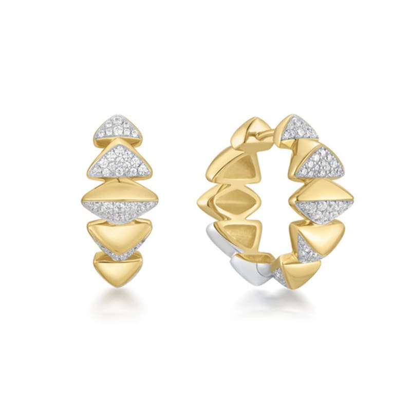 ANIA HAIE Two-Tone Sparkling Bold Puppy Spike Hoop 925 Silver Earrings E067-12T