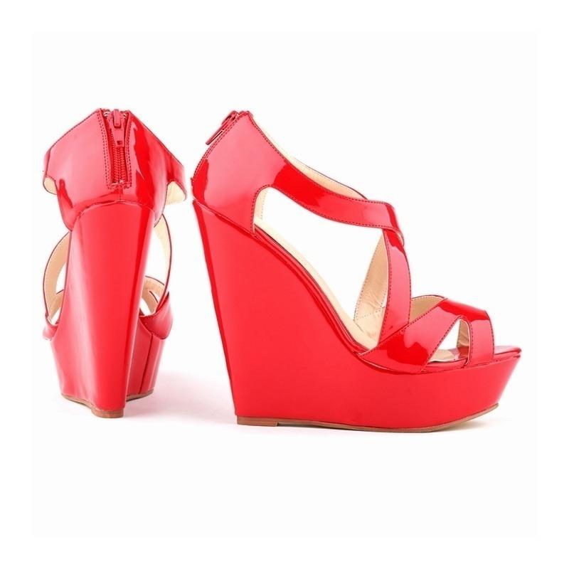 Dámske lodičky Patent Platforma Peep Toe Wedges Topánky na vysokom podpätku topánka