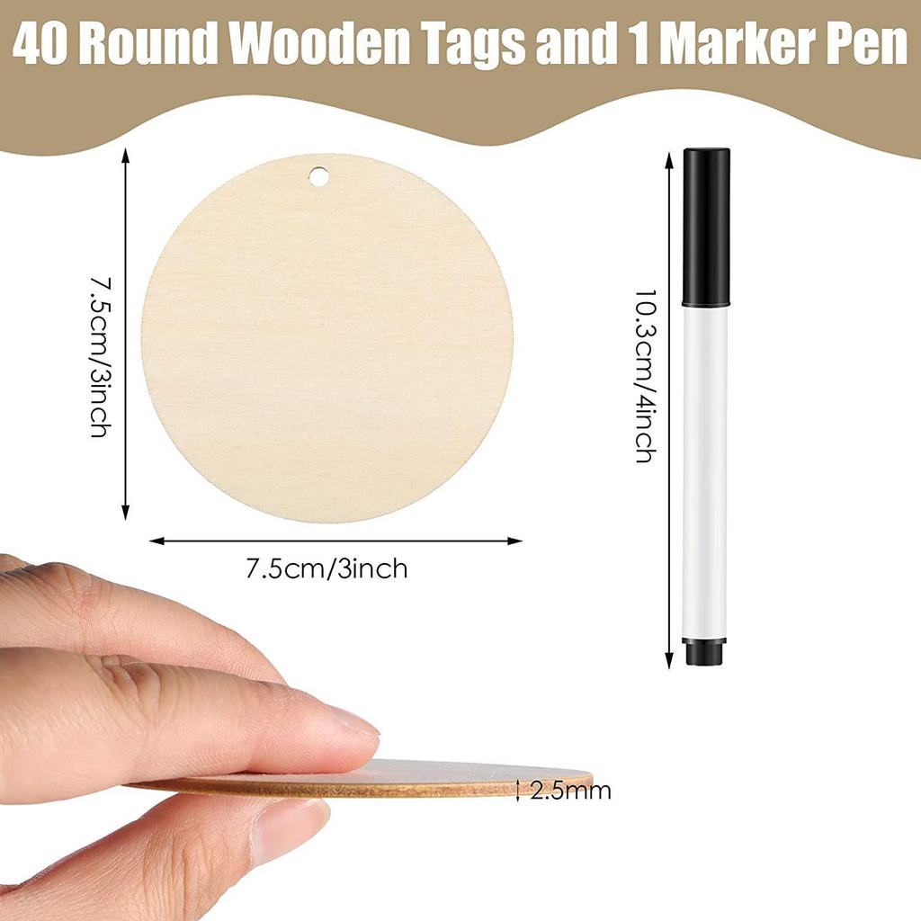 Round Wooden Hanging Sign with Laser-Engraved Handwritten Label