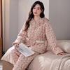 Pajamas Women's Winter Coral Fleece Three-layer Thickened Padded Jacket Winter High-end Winter Wearable Loungewear Set
