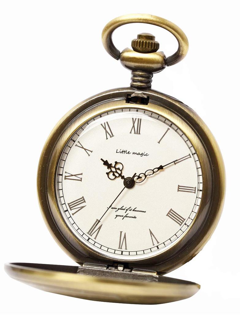 Antique Pocket Watch White GW [Ultra-Simple Design][Japanese Movement] [Little Magic] (Gold Dial)