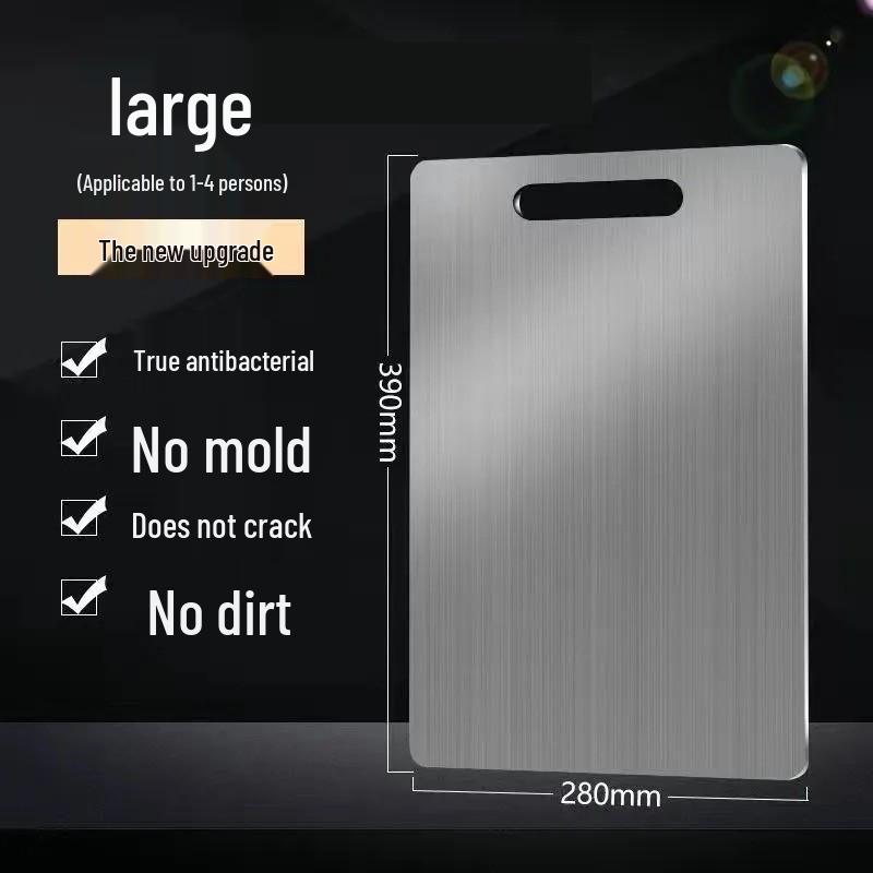 Antibacterial Stainless Steel Double-Sided Cutting Board for Chopping, Rolling Dough, Pastry, and Fruit