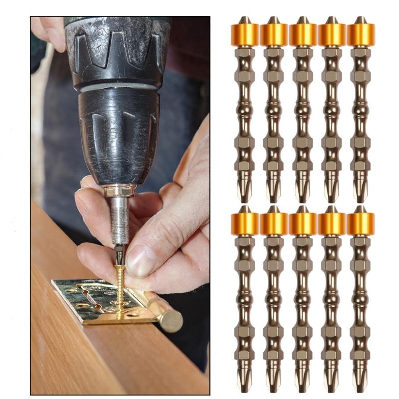 Precise 10pcs 65mm Hexagonal Shank Aluminum Circle Magnetic Screwdriver Bit Power Tool Set For Enhances Work Efficiency