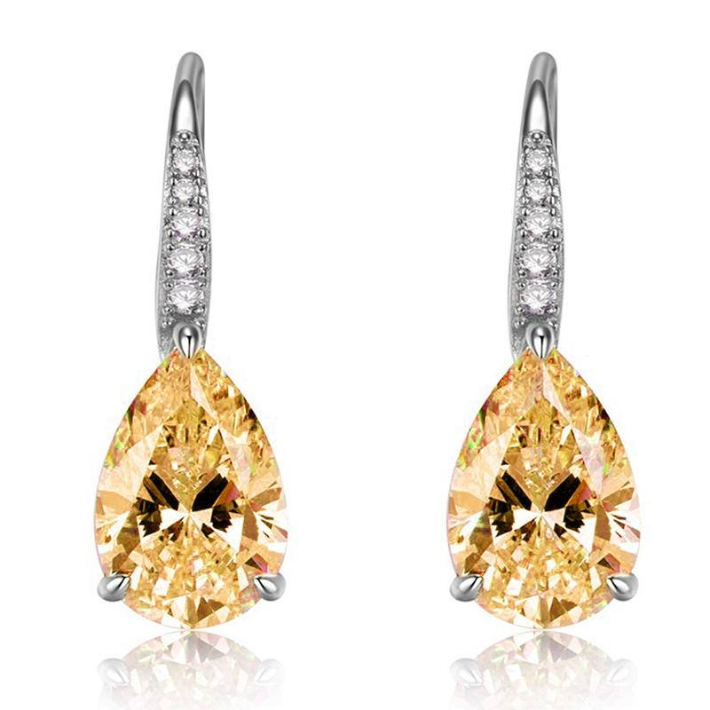 

CAOSHI Temperament Sweet Wedding Dangle Earrings Versatile Pink/Yellow Cubic Zirconia Engagement Party Accessories for Women