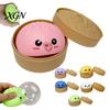 Steamed Bun Stress Relief Toy 12Pcs Bubble Blowing with Steamer Cartoon Dumpling Sensory Pinch Fidget Relaxation Decompression Tool