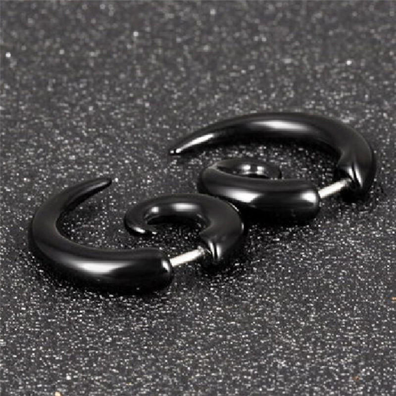 Cool Punk Stud Earrings Rock Men Black Earrings Women Pvc Anti Allergy Earrings