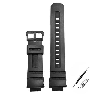 [syzynicy] Ersatz Gummi PU Armband Silikon Uhrenarmband für AW-591/590/5230/282B, AWG-M100/101 und G-7700/7710 (Schwarze Schnalle)