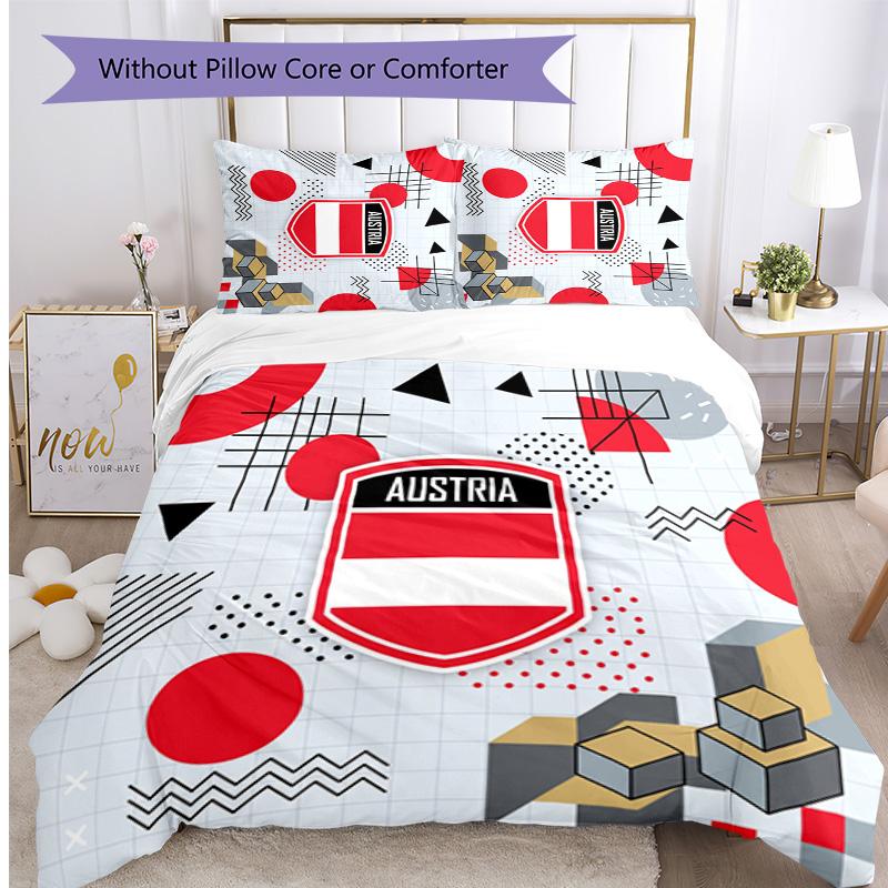 Set Lenzuola Stampate Caldo e Traspirante 3 Pezzi con Motivo Calcio Austriaco come Regalo per Inaugurazione Casa o Festività