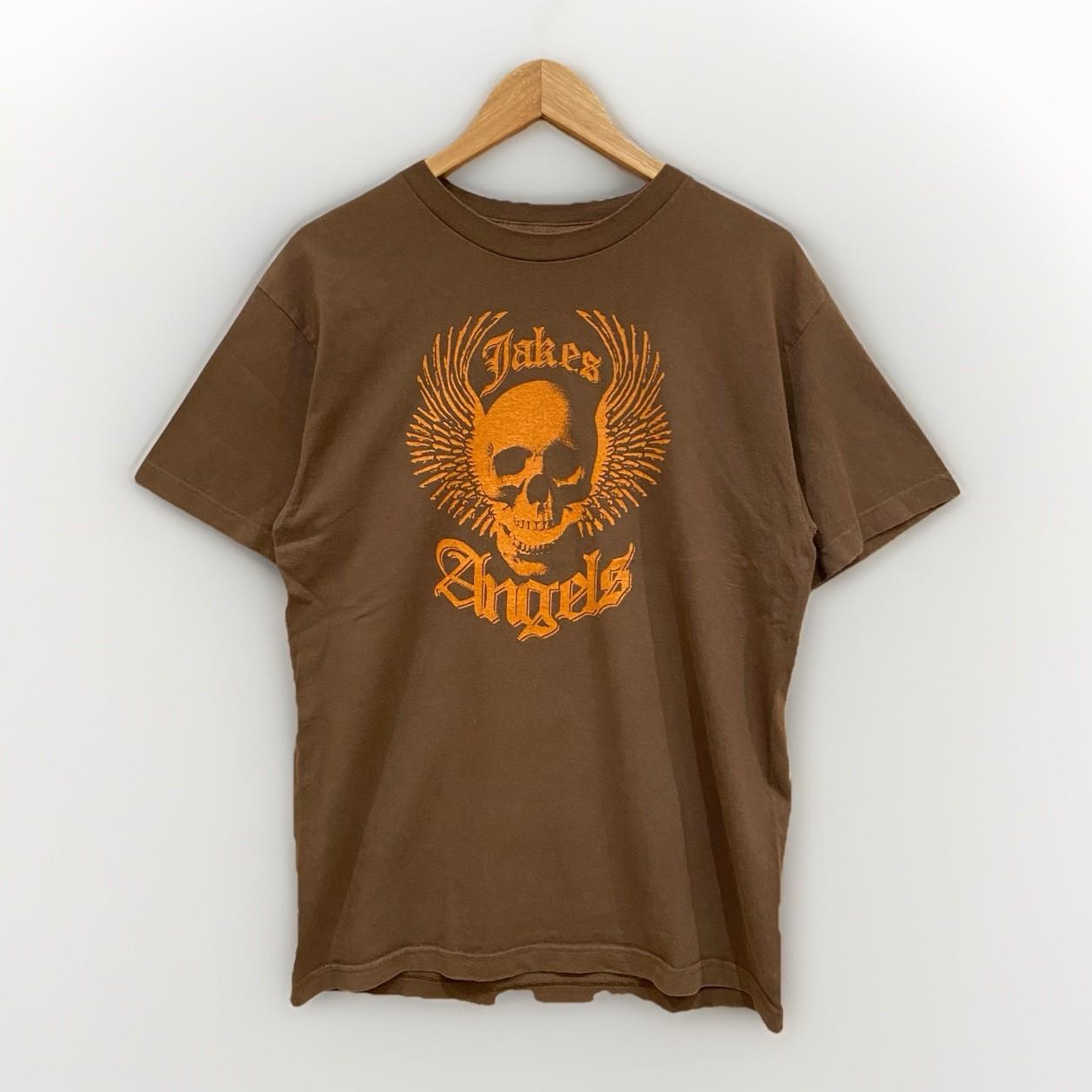 Y2K Jakes Angels T Shirt Men’s Medium Brown Skateboard Flying Skull Skater Rare Unisex T-Shirt S