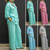 Trendy Blouse Trousers Suit Lightweight Casual Pocket KTY