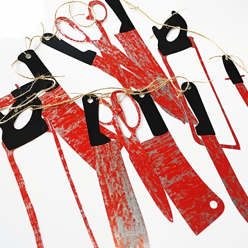 1-8Sets Scary Halloween Hanging Blood Knife Garland for Bar Haunted House Funny Prank Decoration Party Accessory Creepy Props