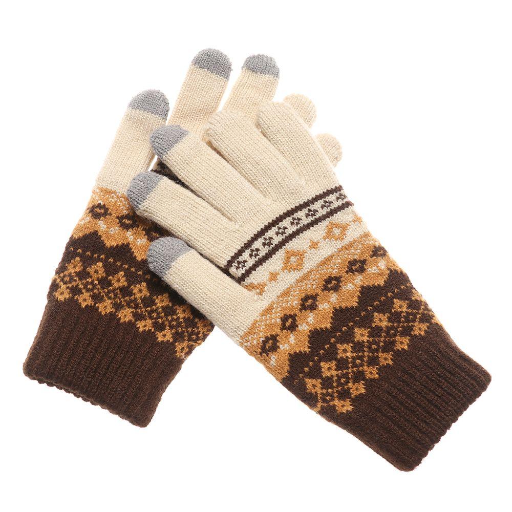 Women Men Thick Warm Touch Screen Mittens Knitted Full Finger Gloves Winter Gloves