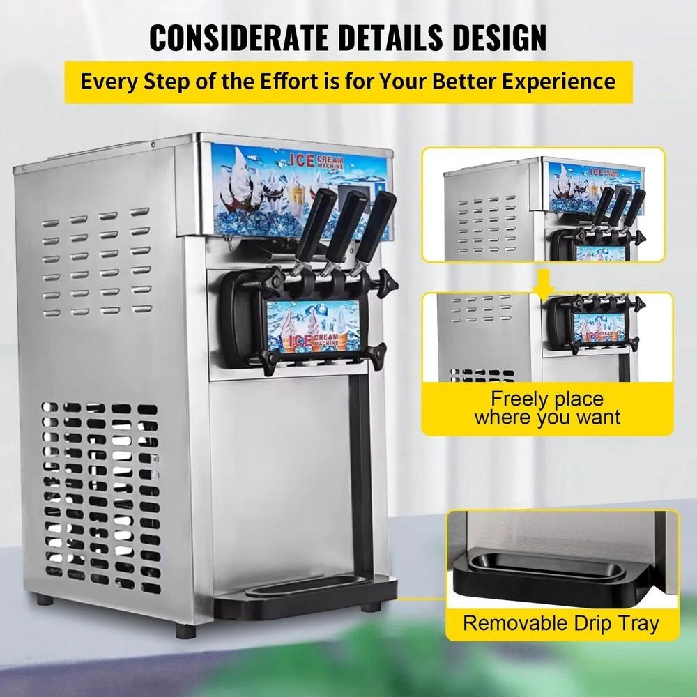 Commercial Ice Cream Machine 18L/H 1200W Countertop Soft Serve Maker