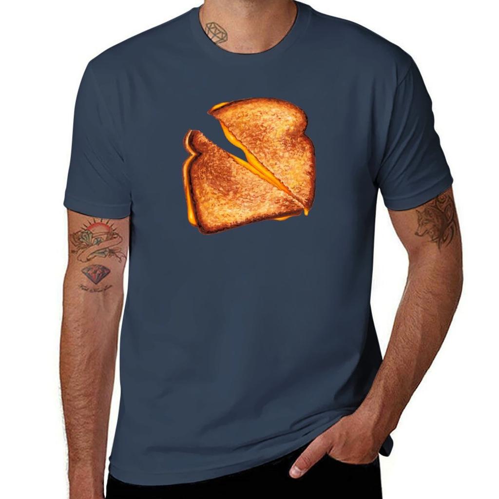 Grilled Cheese Sandwich Pattern Yellow TShirt Ultra Soft Breathable Tee Top