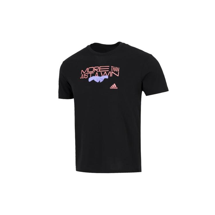 Men s adidas Minimalistic Alphabet Athleisure Casual Sports Round Neck Short Sleeve Black T-Shirt HA4072 S