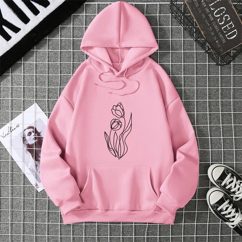 2025 Beautiful Bouquet Women's Hoodie Hand-painted Hoodie Women's Casual Spring and Autumn Top Pullover Graphic Women Clothing