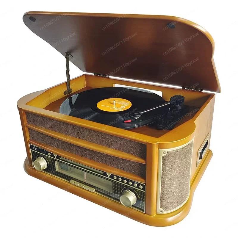 Multifunction Vintage Gramophone CD Player Vinyl Record Player Radio Bluetooth Speaker