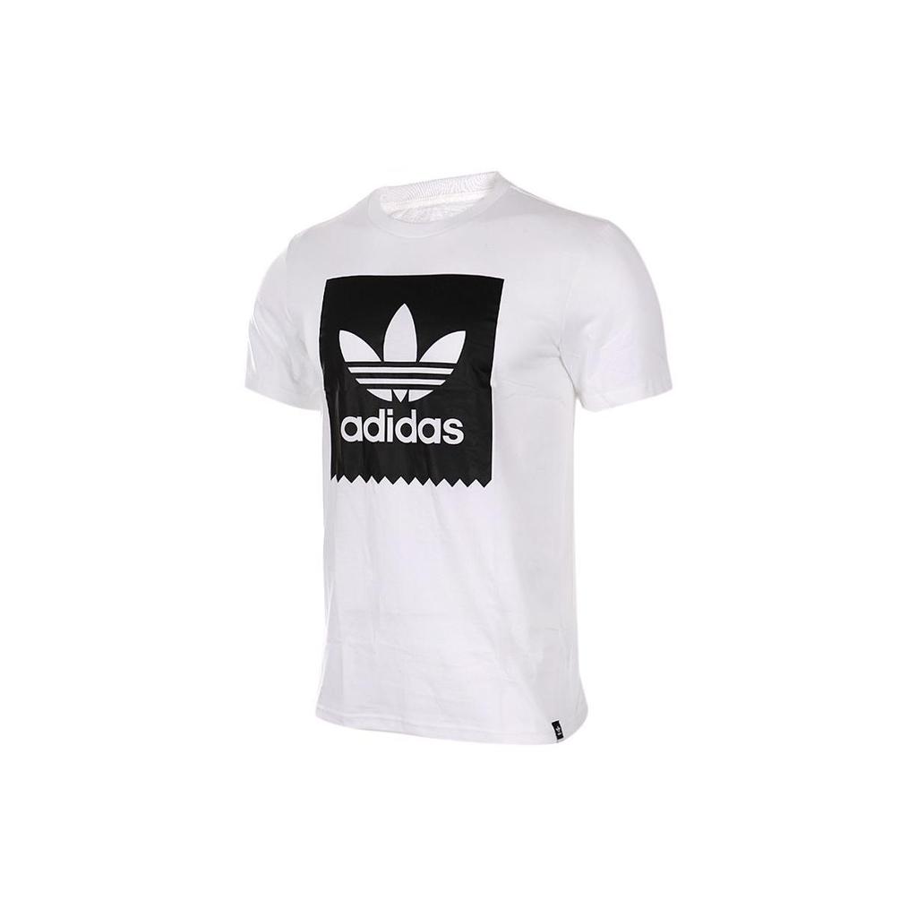 Adidas Originals Trefoil Logo Print Crew Neck T-Shirt Men Tops White AY8899