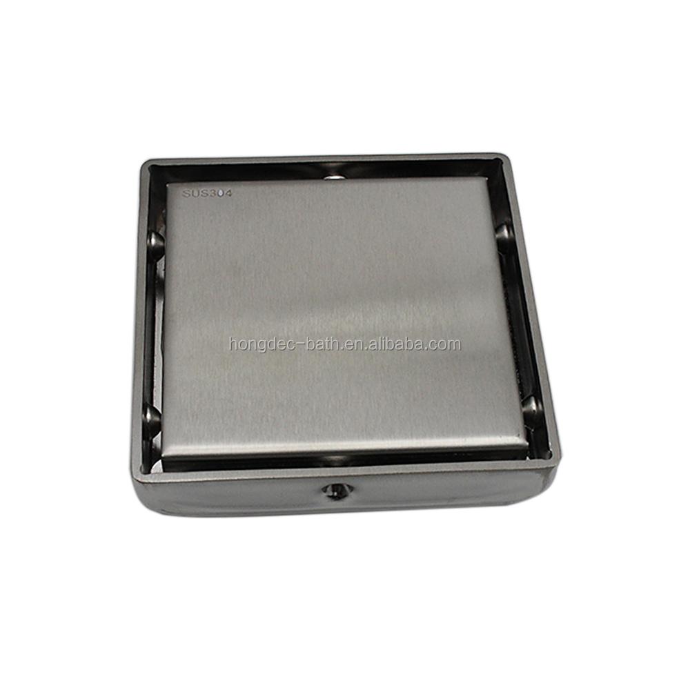 Stainless Steel Square Shower Drain Tile Insert Brush Nickel Floor Drain with Removable Cover, Invisible Non Slip Floor Drain (Silver,Stainless Steel)