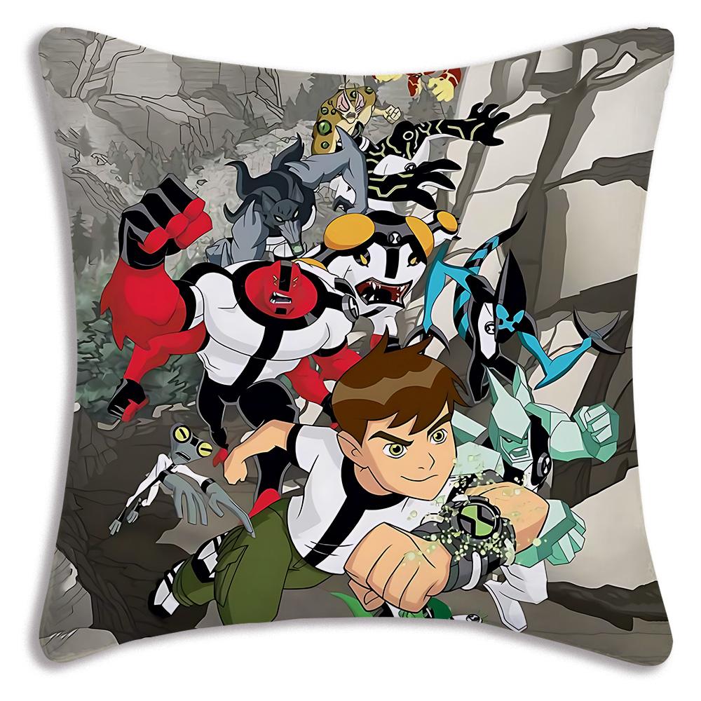 Anime B-Ben 10 Kissenbezüge Cartoon Sofa Dekoratives Zuhause Doppelseitiger Druck Kurzer Plüsch Niedlicher Kissenbezug
