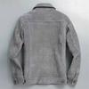 Shirt Button Handmade Stylish Party Wear Leather Trucker Jacket Men Gray Pure Suede