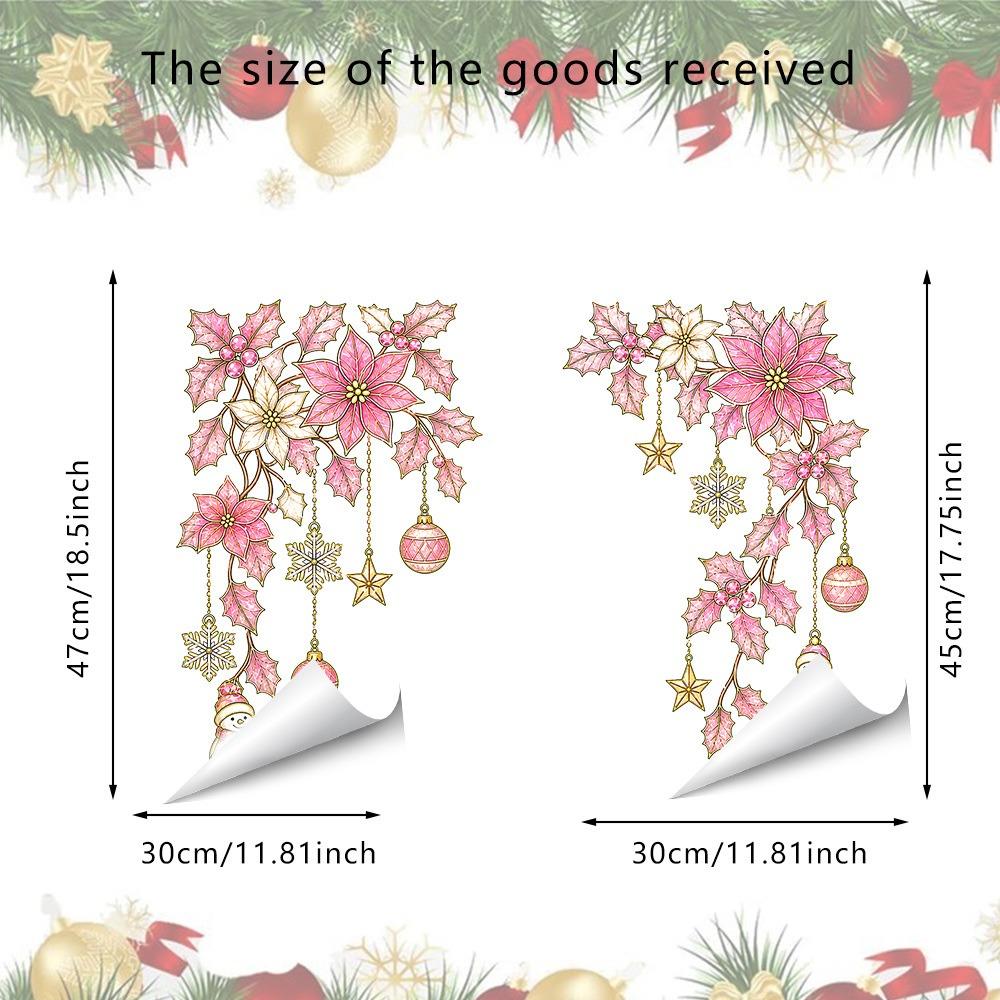 Multicolor Christmas Window Sticker Leaves Flower Vine Christmas Glass Stickers Party Supplies