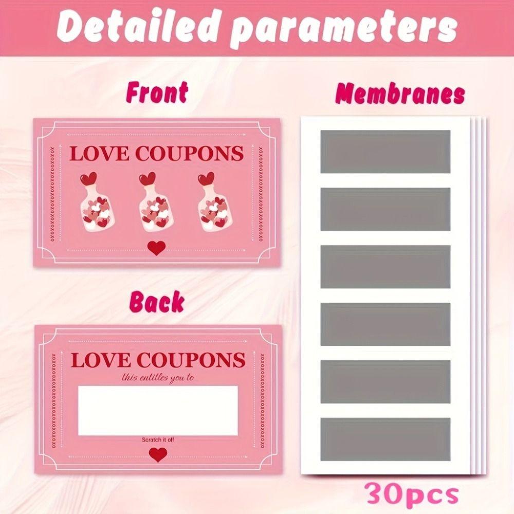 30PCS Pink Valentine's Day Scratch Cards DIY Couple Interactions Lucky Scratch Cards Surprise Gifts Romantic Reward Tickets