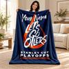 Edmonton Oilers Custom Name Fleece Blanket Personalized Soft Cozy Throw Blanket Customized Gift for Birthday Christmas