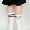 Women's College Style Over-the-Knee Cable Knit Socks with Stripes