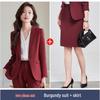 Women's Plus Size Wine Red Blazer Set - Elegant Formal Wear for Art Exams and Professional Hosting