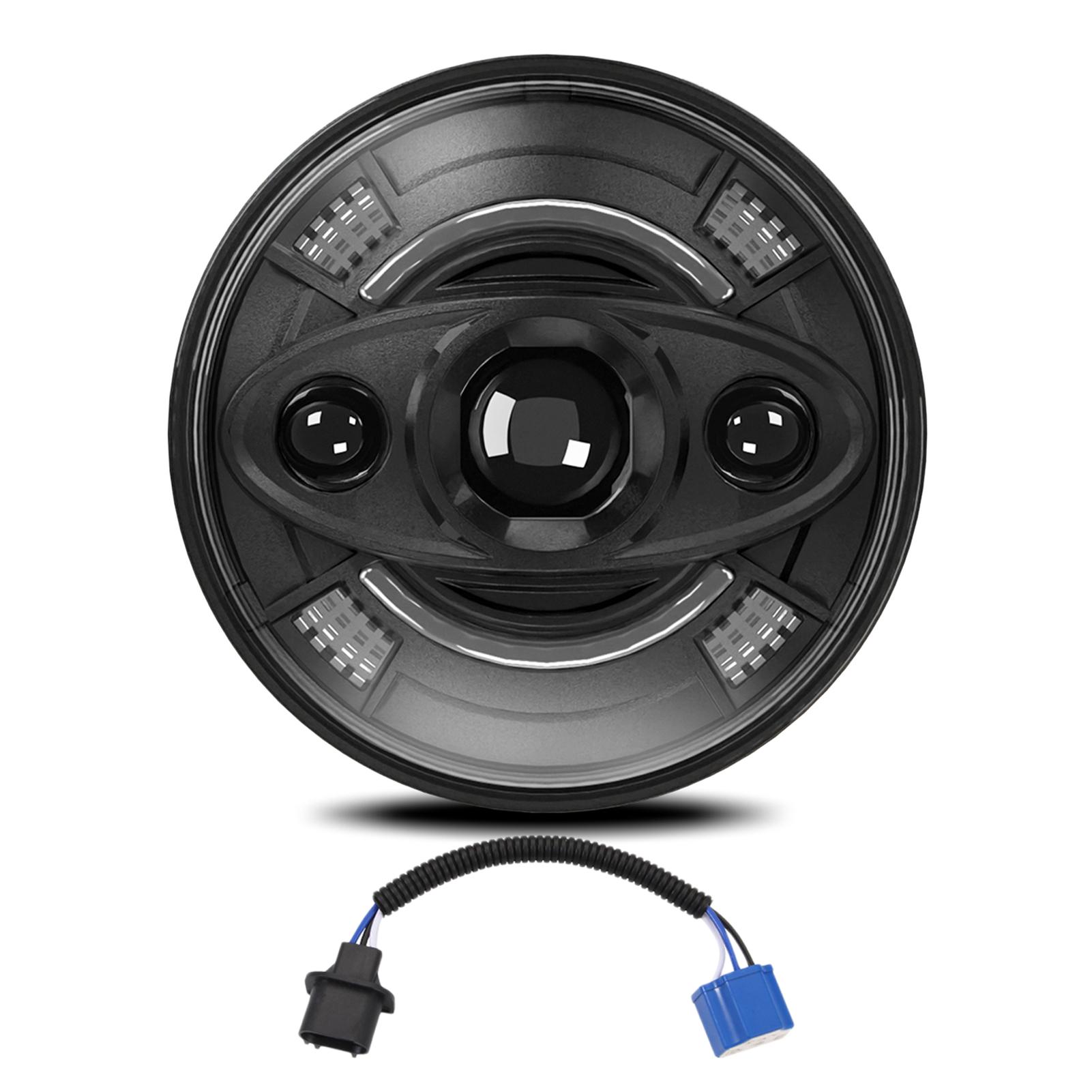 

7-дюймовая автомобильная светодиодная фара, круглая с белым ближним светом, ДХО и янтарным указателем поворота