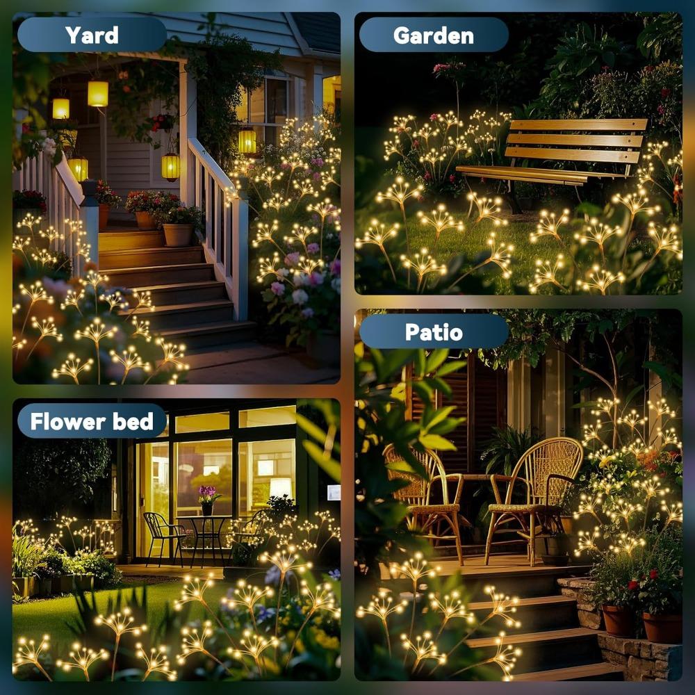 1-4pack Solar Garden Lights Waterproof Solar Swaying Starburst Light Outdoor Lights for Yard Patio Wedding Christmas Decoration