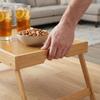 Natural Bamboo Bed Brunch Serving Tray Concealed Handle Bed Laptop Tray  Bedroom