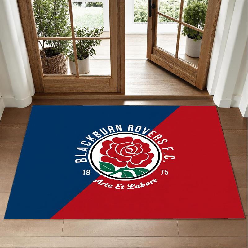 Blackburn Rovers Football Design Crystal Velvet Rug Soft Decorative Mat for Bedroom Entrance
