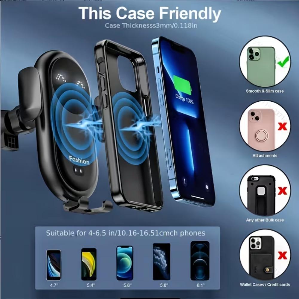 30W Smartcar Wireless Charger Phone Holder Auto Mount Phone Holder Sucker Support For iPhone 14 13 Pro Max Samsung Xiaomi Redmi Infrared Induction