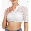 Women's Lace V-Neck Short Sleeve Top - White Oktoberfest Edition
