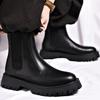 Herren Klassische Retro Leder Chelsea Boots Herren Mode Motorrad Basic Stiefel Herren Lässig Britischer Stil Kurzer Stiefel High-Top Schuhe