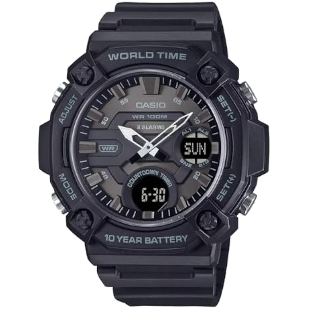 [Casio] CASIO World Time Telemea Analog and Digital Quartz Watch AEQ-120W-1BV Men's Inverted LCD ...