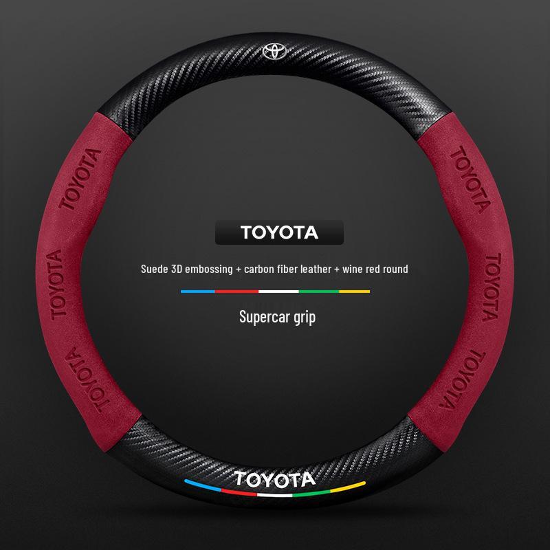Toyota Avalon Steering Wheel Cover 2019-2024, Carbon Fiber Genuine Leather, Ultra-Thin, All-Season Universal Fit