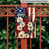 2D Flat Decorative 8×12 Inch Aluminum Plaque Metal Sign | God Bless America Patriotic Floral Design; Ideal for Patriotic Home & Outdoor Wall Decor