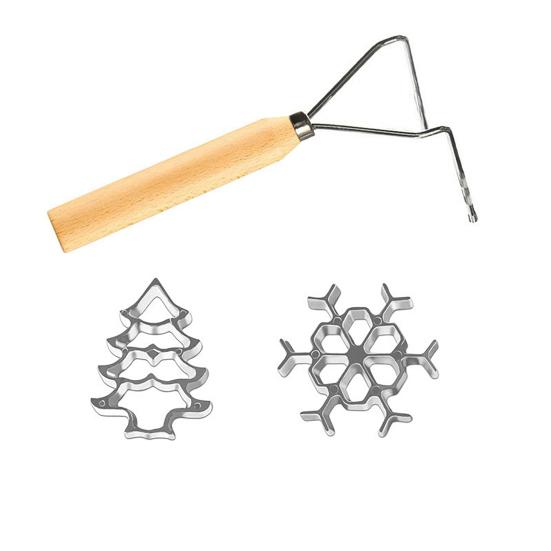 Set de forme pentru prăjit cu mâner lung, antiaderente, pentru morcov ras, creveți, chiftele, gofre, ștampilă de gătit, formă pentru presat fursecuri, oțel inoxidabil, bucătărie, copt