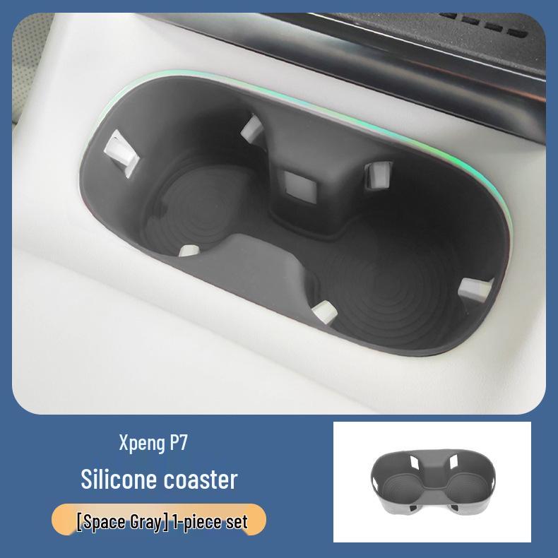 Silicone Protective Center Console Pad, Wireless Charger, Anti-slip Cup Holder for XPeng P7
