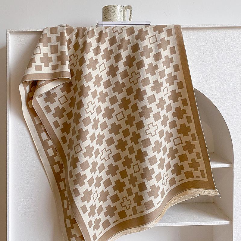 Schal Damen Vielseitig Lang Beidseitig Büro Imitation Kaschmir Stola Schal Doppelzweck Verdicktes Cape