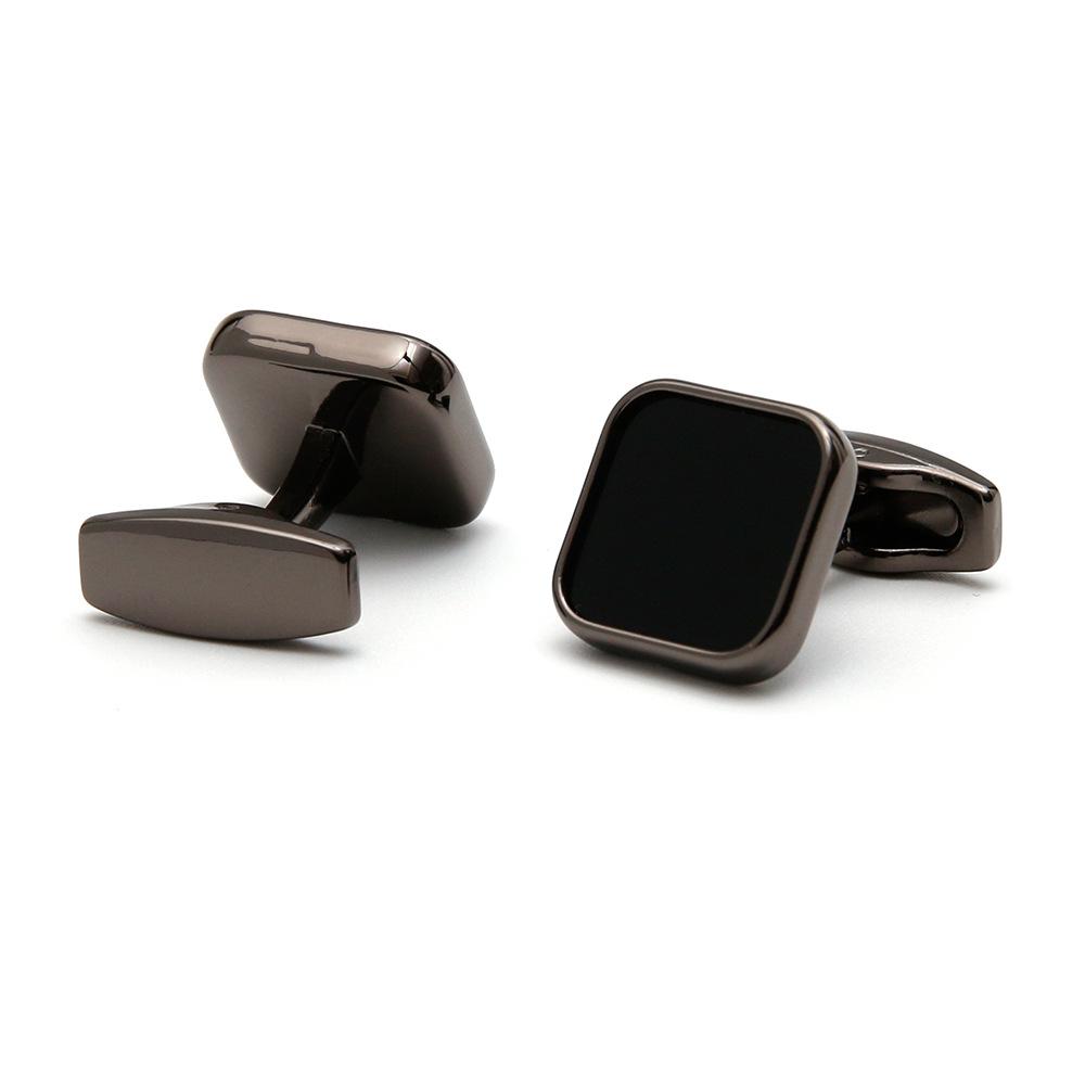 Men's High-Quality Black Square Cufflinks with Drip Oil Finish